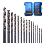 15Pcs Cobalt Drill Bit Set 1/16"-3/8", 135 Degree Tip HSS with Black and Gold Finish with Storage Case, Twist Jobber Drill Bit Kit for Cast Iron, Hard Metal, Stainless Steel, Plastic and Wood