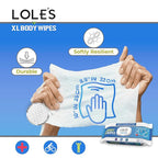 LOLE'S Body Wipes XL - Wet Wipes for Adults, 192 Count - 4 x 48, Adults No Shower, Adult Bed Bath, Incontinence Wipes Large & Fresh, Paraben Free, Ideal for Camping, Gym, Travel, Hospital