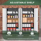 Greenvelly Metal Garage Storage Cabinet, 72" Black Gray Tool Steel Locking Cabinet with Doors and 4 Shelves, Tall Cabinets for Garage Storage Systems Lockable File Cabinet for Home Office,Garage