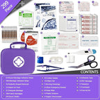 299PCS First Aid Kit Portable Purple Camping Essentials Multiple Purpose Survival Kits Plus Case Emergency Set Outdoor Backpacking Gear Suitable for Hiking School Car Home YIDERBO