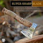 SHINY CRAFTS | Custom Handmade Carbon Steel Viking Axe,Valentine's Day Gift, Birthday Gift for him, Leather Wrapped Handle and Leather Sheath (VBA-19) (VBA-14)