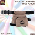 Graintex 4 Pocket Children Tool Pouch Suede Leather with Leather Belt and Hammer Loop