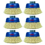 SALI 6 Pack Wire Cup Brush, 3 Inch Coarse Crimped Cup Brush for Grinders, with 5/8 Inch Arbor for Heavy Cleaning Rust, Stripping and Abrasive, for Angle Grinder
