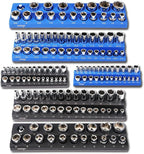 DISEN Magnetic Socket Organizer Set 6PCS Socket Holder Holds 150 Pieces 1/4", 3/8", 1/2" Drive Metric & SAE Socket Trays for Tool Box Drawer (Socket not Included)