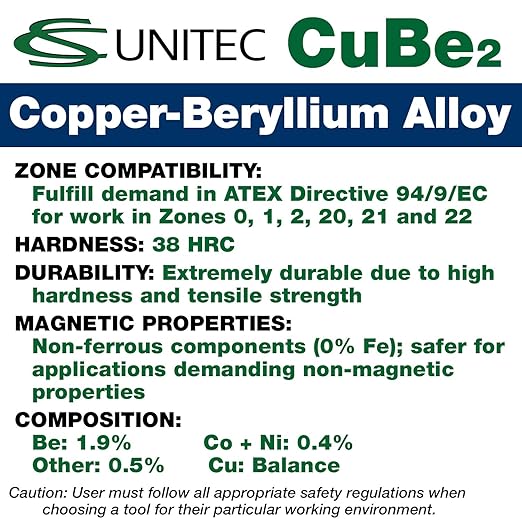 CS Unitec | Copper-Beryllium Phillips Head Industrial Screwdriver | Non-Sparking, Non-Magnetic, Corrosion Resistant | 3.5mm Tip x 4" Round Shank, TUV Certified