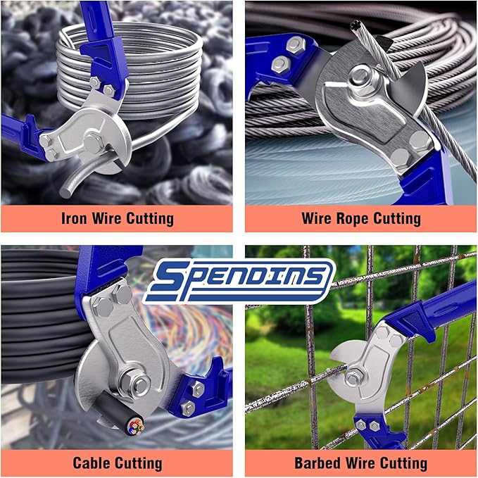 36” Heavy Duty Wire Rope Cutter,Steel Wire Cutters w/Ergonomic Handle Design, Hardened Cable Cutter Cuts Up to 5/8" for Wire rope, Stainless Steel Wire, Copper and Aluminium Cables