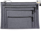 5 Pack Canvas Zipper Tool Bag Set - 5 Sizes B4 A4 B5 A5 B6, Heavy Duty Waterproof Multipurpose Utility Multi Tool Storage Pouch Case for Organizing & Sorting Household Tools, Spare Parts (Gray)