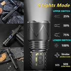 USB-C Rechargeable Tactical Flashlight 10000 High Lumens, XHP360 70W Super Bright LED Flash Lights with Zoomable & 1600ft Beam, Long Lasting Powered Handheld Flashlight for Home, Emergencies, Camping