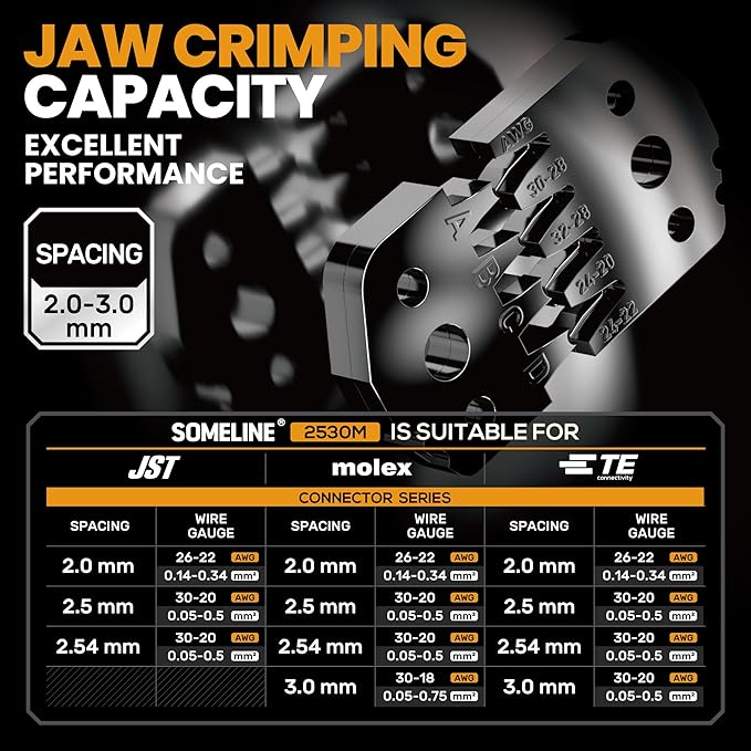 SOMELINE Crimping Tool Connector Set, JST-XH 2.5mm/Du pont 2.54mm/KF2510 2.54mm Connector Set, 24 Styles, 30-20 AWG Ratcheting Crimper for JST Series,KF2510,Molex,AMP EI series