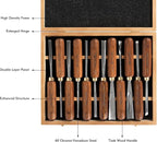 12-Pieces Woodworking Wood Carving Tools Chisel Set with Wooden Box, Razor Sharp CR-V 60 Steel Blades