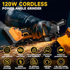 Cordless Angle Grinder for Dewalt 20V Battery, 3 Speed Adjustable Brushless Grinder with Up to 8500 RPM, 5/8''-11 Spindle Portable Grinder for 4-1/2'' Wheels for Cutting, Grinding(NO Battery)