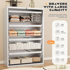 Superday Lateral File Cabinet 4 Drawer Metal File Cabinet with Lock, White Filing Cabinets for Home Office, Locking Filing Cabinets Hanging Files Letter/Legal/F4/A4