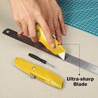 Reginary 30 Pcs Box Cutter Bulk Retractable Blade Utility Knife Heavy Duty Aluminum Alloy Razor Shell Knife for Cartons, Cardboard and Boxes, DIY, Factory, Home(Yellow)