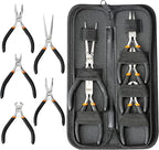 SOONAN 5 Pieces Mini Pliers, Long Lasting Tool Set Cable Cutters – Long Needle Nose, Long Nose, Nipper Bent Nose, End Cutting, Diagonal Cutting, Precision Pliers Set