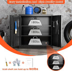 Aobabo 31.5" H Metal Storage Cabinet with 2 Shelves, Steel Lockable Cabinet with 4 Hooks for Home Office Garage, Black, Assembly Required