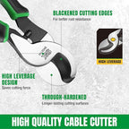 SK 9.5-Inch Cable Cutter, Heavy-Duty Wire Cutter, High Leverage Cable Cutting Pliers with Knurled Handle, Premium CR-V Steel, for Aluminum, Copper, Wire, and Communications Cable