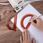 Zonon 2 Pcs 6 Inch Plastic Protractor Math Protractors 180 Degrees Angle Measurement, Translucent for Geometry Classroom Kid Student School Office Supplies(Brown)