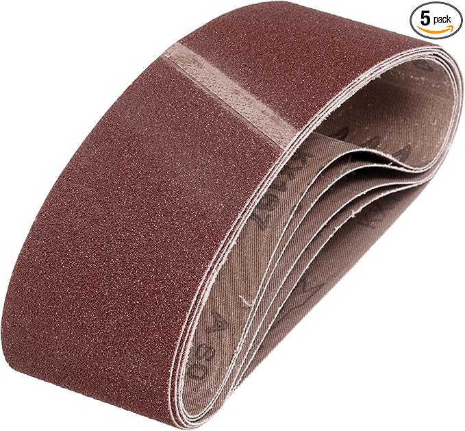 HARFINGTON 3 x 21 Inch Sanding Belts, 5 Pcs 80 Grits Aluminum Oxide Abrasive Belt Sander File Belt for Woodworking, Metal Polishing, Knife Sharpener