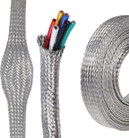 Tinned Copper Wire Shielding Sleeve, Expandable Ground Strap Wiring Braided Sleeving Metal Mesh Sheathing Cabling Wiring Protector (5/16inch - 36ft)