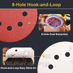 100 PCS 5 Inch Sanding Discs 180 Grit Hook and Loop Adhesive Round Sandpaper for Random Orbital Sander