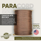The Paracord Store | Type III 550 Paracord - 250 FT Spool, Chocolate Brown | Heavy Duty 7 Strand Tactical Paracord - USA Made Nylon Outdoor Parachute Cord for Camping, Fishing & More - Survival Cord