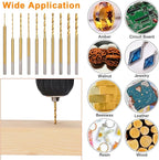 Mini Twist Drill Bit Set, 10Pcs Micro Engraving Drill Bits, 0.6mm-2.2mm, HSS 2.35mm Shank Titanium Coated Tiny Drill Bit Hole Drilling Tool for DIY Resin, Jewelry, Amber, Circuit Board, Walnut