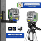 Laser Level Rechargeable, Huepar Pro Self Leveling Green Cross Line Laser Level Tool with Outdoor Pulse Mode, 18-Hour Long Runtime, 360° Magnetic Bracket, for DIY, Construction, Floor Tiles&Decoration