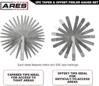 ARES 11042-2-Piece Tapered Feeler Gauge and Offset Feeler Gauge Set has 32 Dual-Marked SAE & Metric Sizes - Offset has 16 Dual-Marked Sizes - Precisely Measure Mechanical Clearances
