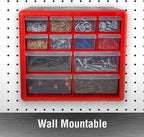 Stalwart - 75-ST6067 Storage Drawers-12 Compartment Organizer Desktop or Wall Mount Container- 4 Large and 8 Small Bins for Hardware, Beads, Jewelry, and More by