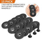 2" Die Grinder Grinding Wheel 15 Pcs,2 inch Grinder Disc with Mounting Mandrel Holder 3/8" & 1/4" Arbor Hole with 1/4" Shaft Shank for General Purpose Metal & Stainless Steel, Aluminum Oxide Grinding