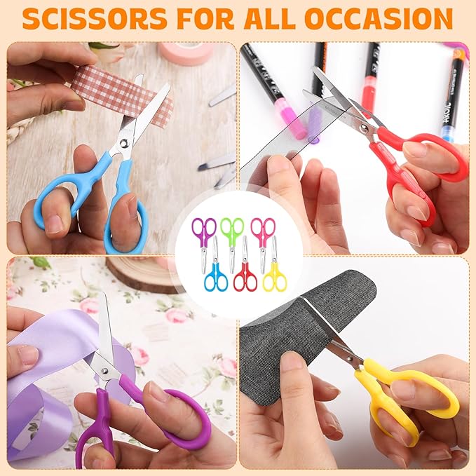 120Pack 5" Small School Student Blunt Craft Kids Scissors, Sharp Stainless Steel Blades Safety Comfort Grip Scissors for Kids Children Cutting Paper, 5Inch
