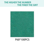 100PCS 60 Grit Premium Green Sanding Discs, 5-Inch 8-Hole Sandpaper for Random Orbital Sander