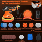 Saker Cordless Buffer Polisher, 6 Inch Fast Charging Portable Car Polishing Kit with 12V 2000mAh Battery, Polisher for Car Detailing Polishing Waxing