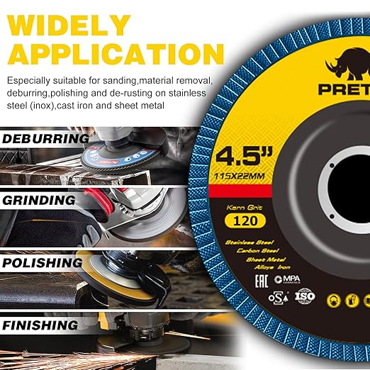Flap Discs 4 1/2 for Angle Grinder, 12 Pcs Flap Discs 120 Grit, 4.5" x 7/8" High Density Zirconia Type 27 Flap Sanding Disc for Grinding, Rust Removal, Sanding and Finishing - 12 Packs