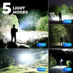 Rechargeable LED Flashlight High Lumens - 99,000 Lumens Super Bright Flash Light with 5 Modes, Waterproof Powerful Linterna Multifunctional Flashlights for Camping