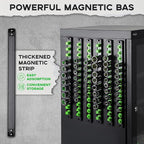 1/4-Inch Drive Magnetic Socket Organizer, Heavy Duty Aluminum Socket Rail Organizer, 360° Swivel Clips Socket Holder Kit for Tool Box, 1/4-Inch Socket Holder x 14 Clips (Green)