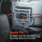 True Mods 6 Way Blade Fuse Box for Automotive [ATC/ATO Blade Fuses] [100 Amp][LED Indicator] [Modular Design] [12V - 30V DC] Auto Marine Fuse Block