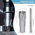 KEENTECH Carbide-Tipped Annular Cutter, 1" Diameter x 1-3/8" Depth, 3/4" Weldon Shank (2 Flat), High Speed Cutting TCT Mag Drill Bit with Pilot Pin for Harder Material, Stainless Steel, Cast Iron