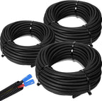 Sasylvia 1/4", 1/2", 3/8" x 50 Ft Split Wire Loom Tubing Wire Loom Assortment Split Cable Sleeves Bulk Flexible Electrical Conduit Protective kit