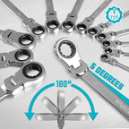 DURATECH 9/16" Flex-Head Ratcheting Combination Wrench, SAE, 72-Tooth, CR-V Steel