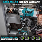 Cordless Impact Wrench 1/2 inch Compatible with Makita 18V Battery – Brushless High Torque Impact Driver Gun with 1000 Ft-lbs Torque, LED Work Light, Ergonomic Design for Heavy-Duty Performance