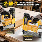 Cordless Brad Nailer 2-in-1 Compatible with Dewalt Battery, 5/8 to 1-1/4 Inch Electric Nail Gun/Staple Gun, 18 Gauge Nail Gun Brushless Motor with 1000 Nails for Wood Carpentry