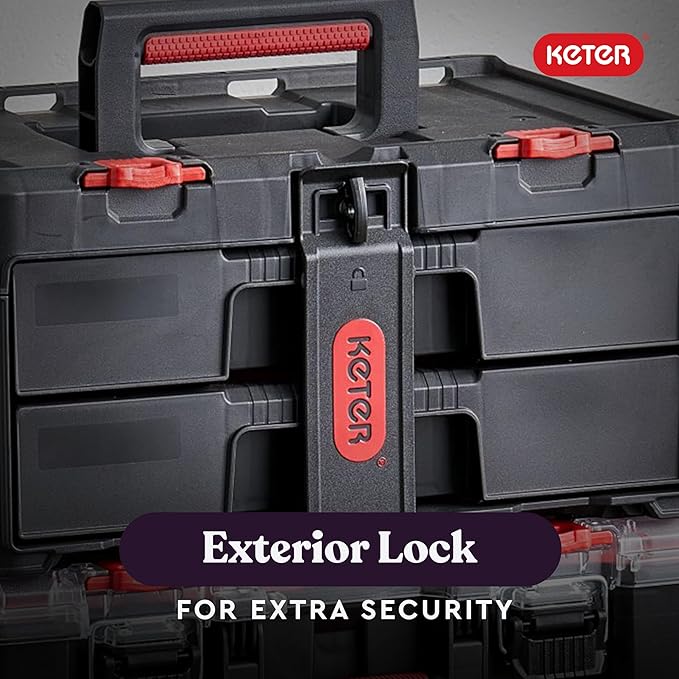 Keter Stack-n-Roll Two Drawer Tool Box for Small Parts and Power Tool Accessories, Fits Keter Modular Tool Storage System