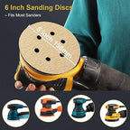 70 PCS 6 Inch 6 Hole Sanding Discs 40 Grit Hook and Loop Adhesive Round Sandpaper for Random Orbital Sander