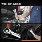 HORUSDY Combination Ratchet Wrenches Set with SAE | 8 Pieces Wrench Set with Wrench Organizer | 72-Tooth | 5° Swing Arc | 1/4" - 11/16" | Chrome Vanadium Steel