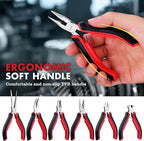 ARROW Mini Pliers Set, 6-Piece Precision Jewelry & Craft Kit – Includes Needle, Diagonal, Long, Bent, End Cutting & Lineman Pliers for Electronics, Crafts & DIY, with Pouch