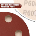 600 Grit 5 Inch Sanding Discs Hook and Loop Sandpaper, 150 PCS 8 Hole Adhesive Extra Fine Sand Paper for Random Orbital Sander