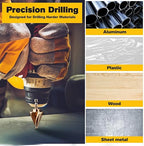 M35 Cobalt Step Drill Bit Set with Automatic Center Punch, 1/8" to 1-3/8", 6 PCS Step Drill Bit for Stainless Steel, Metal, Aluminum, Copper, Wood, PVC