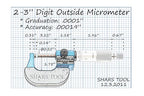 Shars 2-3" Digit-Outside Micrometer, .0001" Graduation 303-2405 P)