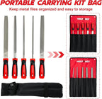 MAXPOWER 10-inch Metal File Set, 5 Pieces Hand Files Including Flat, Round, Half-Round, Triangle and Square, Soft Grip Handle, File Set for Wood, Metal Work and DIY